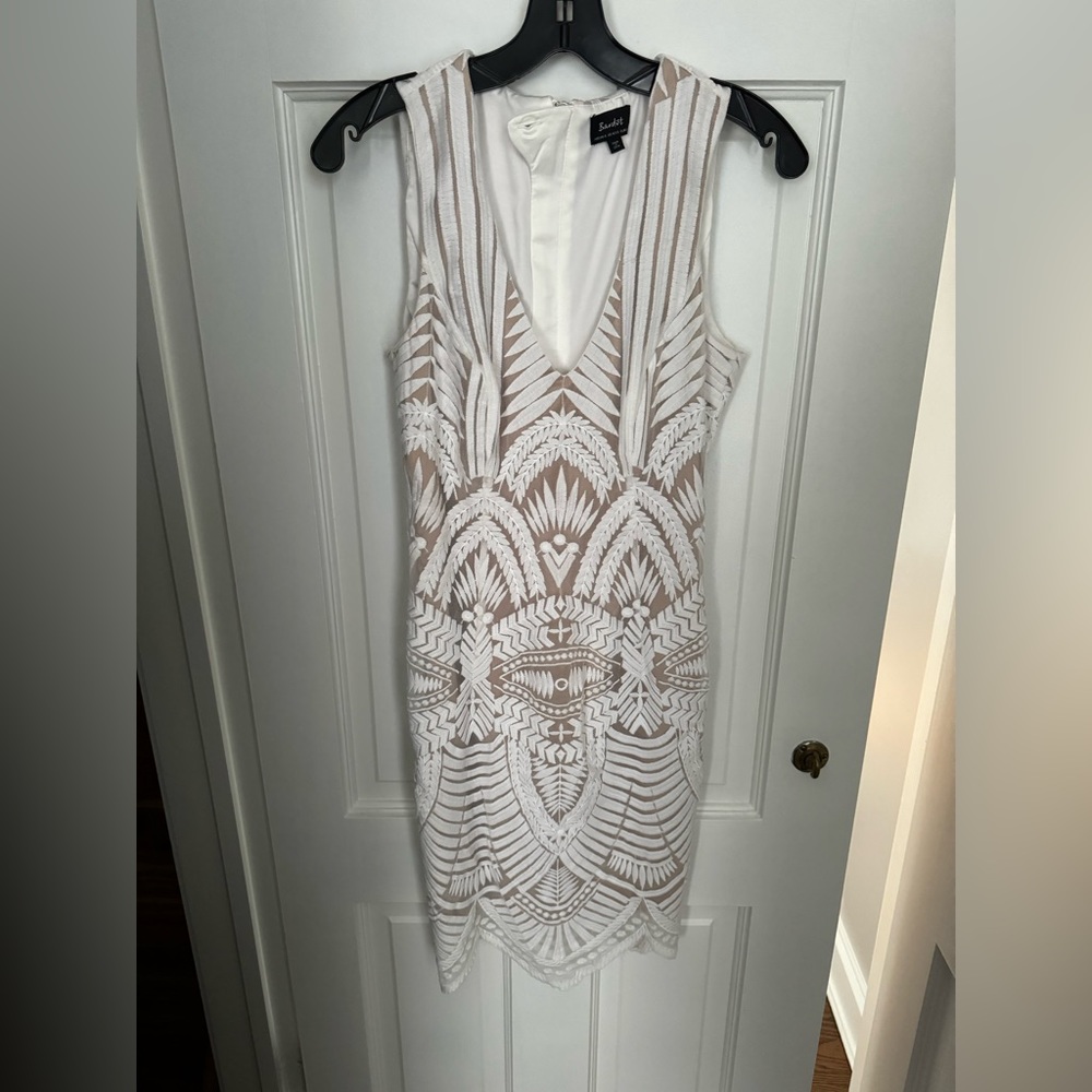 Bardot Cream and Tan Patterned Mini Dress
